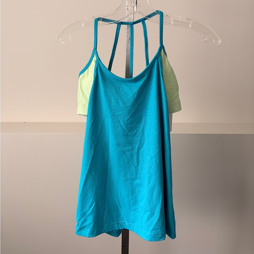 Women's Strappy Blue and Green Tank Top
